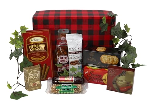 Gift Basket Village Dude Gourmet Snack Box for Men, Cheese and Sausage Gift Set with Crackers, Nuts, Summer Sausage, Cheese Spread, Ideal Birthday Gift for Men – 10 Pcs Set (Pack of 1)
