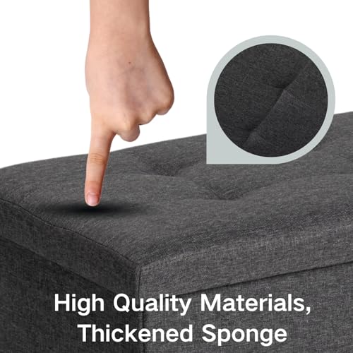 FurnitureR Bank für Kinderzimmer, Ottomane, Stauraum für Kinderspielzeug, Aufbewahrungstruhe innen mit abnehmbarem Fach, Grau, 110 x 38 x 38 cm