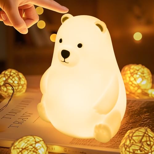 XUNIVERS Veilleuse Enfant Rechargeable Veilleuse Bébé Lampe, 3 Intensités Réglables LED Filles, Silicone Lampe de Chevet Tactile pour Enfants Adulte Chambre...