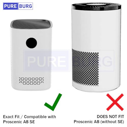 PUREBURG Replacement Filter Compatible with Proscenic A8 Air Purifier, 2-Pack H13 HEPA 4-Stage Filtration Activated Carbon Air Clean Dust - Fits A8 SE Only