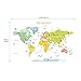 DECOWALL DLT-1616N Colourful World Map Kids Wall Decals Wall Stickers Peel and Stick Removable Wall Stickers for Kids Nursery Bedroom Living Room (XLarge)