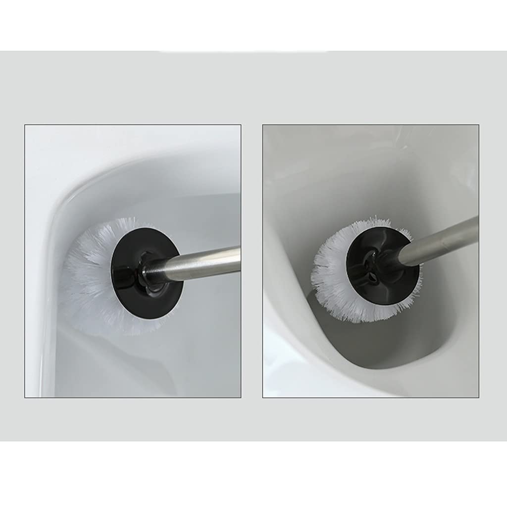 Pennello per il bagno Portabicchieri per la spazzola WC Set di ceramica per uso cucina Spazzola per la pulizia della toilette in acciaio inox Manico lungo Lavori igienica Pennello a 360 ° Nessuna penn