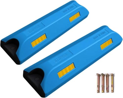 車止め 置くだけ 車止めパーキングストップ80mm タイヤストッパー 耐候性 屋内と屋外用 高輝度反射 おしゃれ 車止め2本セット 駐車場用 (ブルー)
