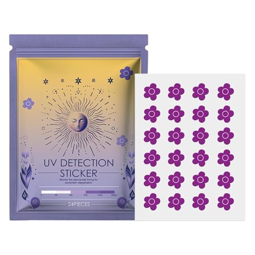 Pegatinas de detección UV para protector solar,Pegatinas de detección UV - 24 pegatinas solares UV,Adhesivos de protección solar, parches de protección solar, saber cuándo a aplicar protector solar, p