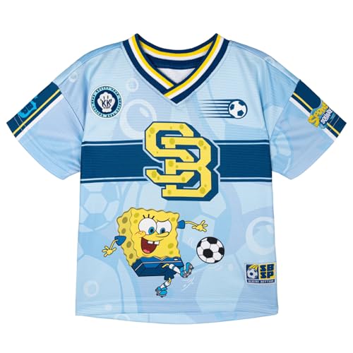 SPONGEBOB SQUAREPANTS Little Boys Mesh Soccer Jersey Athletic T-Shirt Light Blue 6