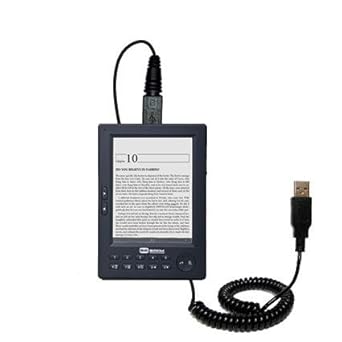 The Gomadic spiral USB cable charges and transfers your data for the BeBook Mini It charges and transfers your data with a single cable