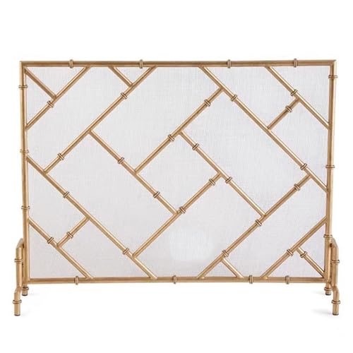 Gold Modern Fireplace Screen, Single Panel Mesh Fire Guard, Safe Protector for Log Burners & Open Fires, Customizable Fireplace Gate Cover - Stylish & Durable