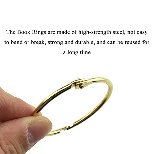 HAHIYO Metal Binder Rings 2 Inch Book Rings Key Rings Bulk Big Large Key Ring Binder Ring Metal Rings for Index Cards Loose Leaf Binder Rings Index Card Ring Paper Rings for Paper(Gold,18Pcs)