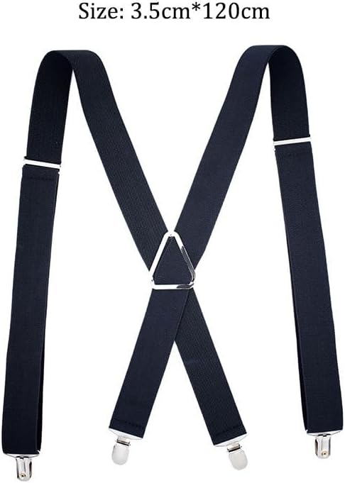 Suspenders 4 Clips Type X Men's Shoulder Strap Monochrome Polyester Filament