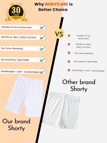 Image of BODYCARE Girls Cycling Shorts | 100% Cotton Stylish, Comfortable & Durable Shorts for Girls | Pack of 3 (Color & Print May Vary)