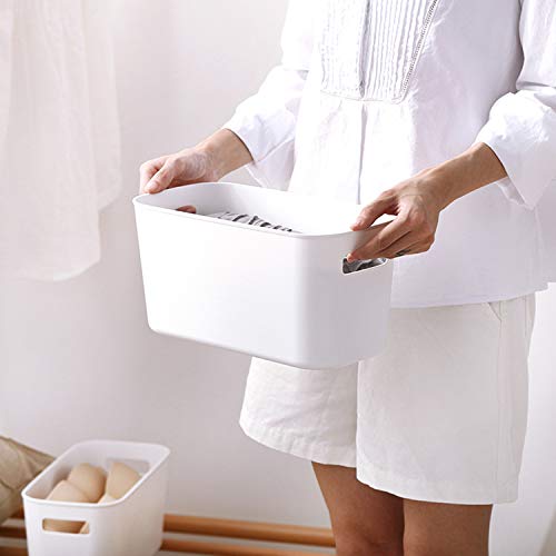 Yopay 4 Pack Plastic Storage Bin With Handle, White Bathroom Kitchen Organizer Bin For Organizing Hand Soaps, Body Wash, Shampoos, Lotion, Conditioners, Hand Towels, Cosmetic, Snacks, Seasoning #TOP5