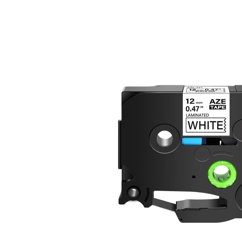 Nastro per etichette laminato standard da 5 pezzi compatibile con cassette da 6 mm 9 mm 12 mm 18 mm 24 mm nero su bianco per PT-1000 PT-H101C