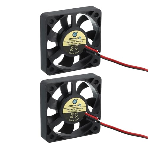 QUARKZMAN 2 Pcs Ventilador Enfriamiento Impresora 3D 5010, 5V 5116RPM 50 x 50 x 10 mm Cojinete Hidráulico XH2.54 Ventilador Enfriamiento Extrusor Con Cable 30cm Terminal 2 Pines