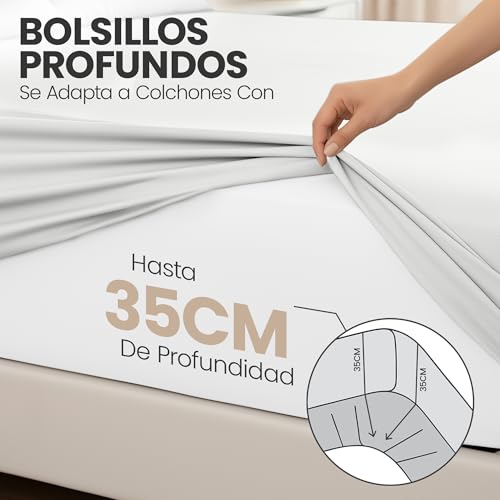 Miniatura 4 de Utopia Bedding Juego De 2 Sabana Bajera 90x200 - Blanco - Bolsillo Profundo - Microfibra Cepillada Cama 90