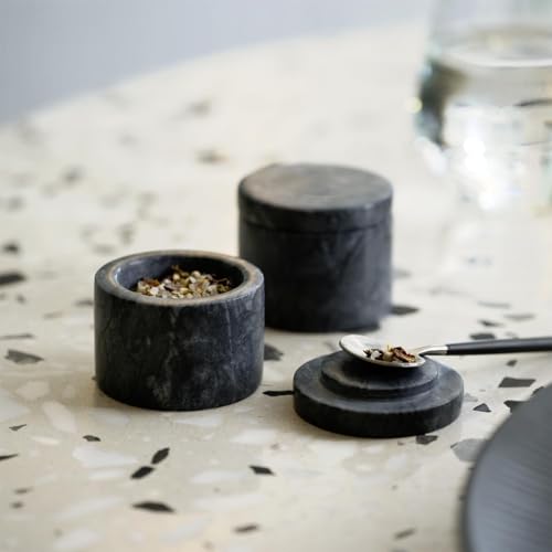 APS 15920 Marmordosen für Gewürze, 2er-Set, Marmor, Ø 6 cm, Höhe 5 cm, Fassungsvermögen 40ml