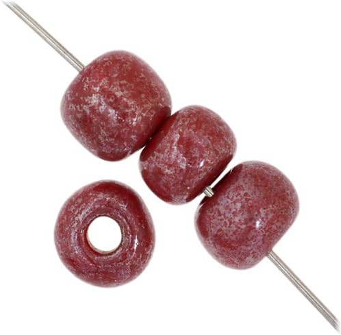 John Bead 500g 1/0 Czech Glass Seed Beads (6.6mm Diameter) Rocaille Opaque Dark Red Marble DIY Jewelry Making Beads by Preciosa (Jablonex)