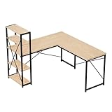 | BUREAU D'ANGLE FONCTIONNEL AVEC ÉTAGERES | : Grande surface de travail de 145 cm x 145 cm offrant amplement d’espace pour ordinateurs, documents et accessoires de bureau, idéal pour un travail organisé.
