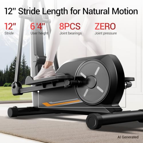 Image of CURSOR Elliptical Exercise Machine, Elliptical Machine for Home with Quiet Magnetic Driving System,8 Levels Resistance, 350LBS Weight Capacity，Compact Elliptical with 12IN Stride & LCD Monitor