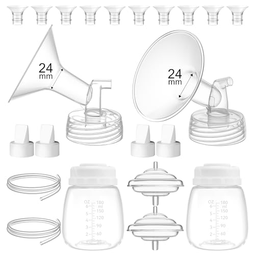 Image of TOVVILD Replacement Pump Parts for Spectra S1 S2 9 Plus Synergy Gold Includes 24mm Flange 10PCS Insert Duckbill Valve Tubing Backflow Protector Bottle,for Motif Luna Cimilre Ameda MYA Pump