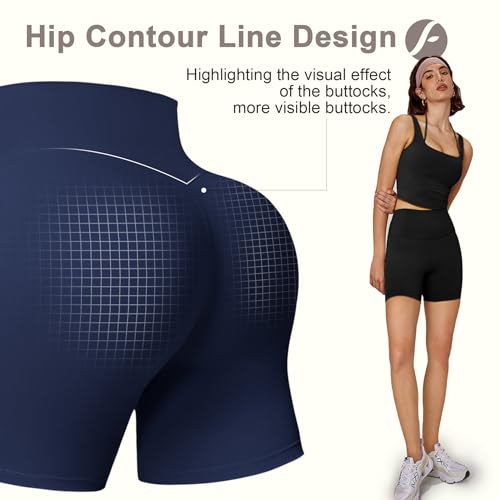 FULLSOFT 3 Pack Workout Gym Shorts for Women - 5" High Waist Tummy Control Scrunch Butt Lifting Seamless Biker Shorts2