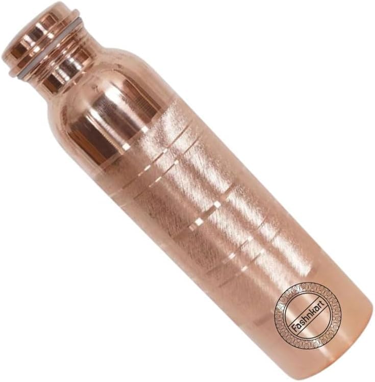 Pure Copper Water Bottle Silver Touch 25,36 oz Leak Proof Design Vessel Ayurveda Health Pitcher for Fitness Sports Yoga 750 ml Set of 6