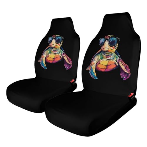 Colorful Turtles Car Seat Covers Universal Car Front Seats Protector Auto Interior Accessories 2PCS