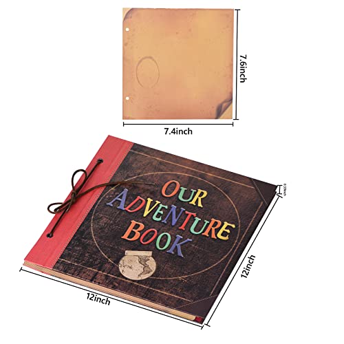 Image of Scrapbook Photo Album, 12x12 Inch Our Adventure Book, 3D Embossed Words Hard Cover Movie Up Travel Album for Anniversary, Wedding, Baby Shower (Scrapbook-Letter)
