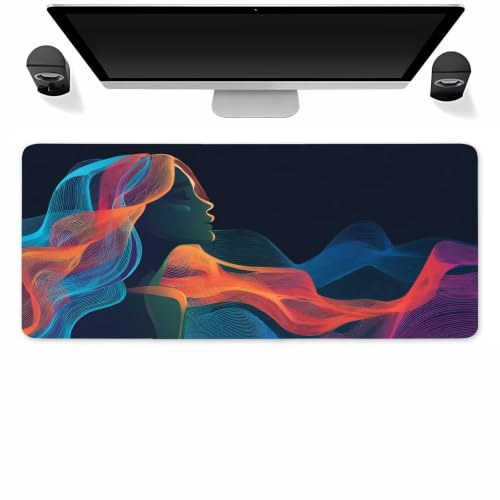 Alfombrilla ratón XXL gaming chica con diseño de rayas abstractas para mesa de escritorio