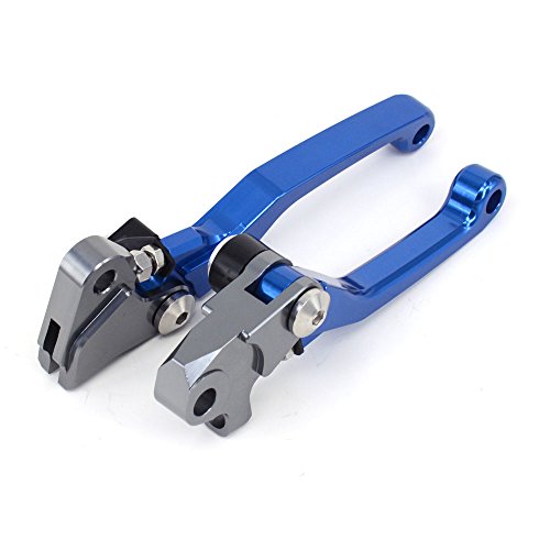 JFGRACING Palanca de freno de embrague pivotante plegable para Yamaha YZ125 YZ250 YZ250F YZ426F YZ450F 07-14 - Azul