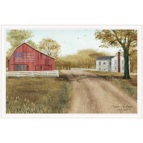 Trendy Decor4U Summer in The Country by Billy Jacobs Printed Wall Art, 38 Inch x 26 Inch, White Frame