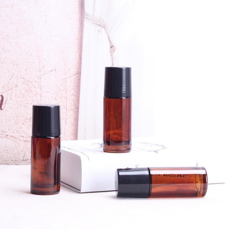2Pcs Brown 50ml Glass Essential Oil Roller Bottles Refillable Roll on Bottles Empty Deodorant Bottle Containers Rollerball Bottles Beauty and Personal Care Tools for Fragrance Cosmetics - Image 6