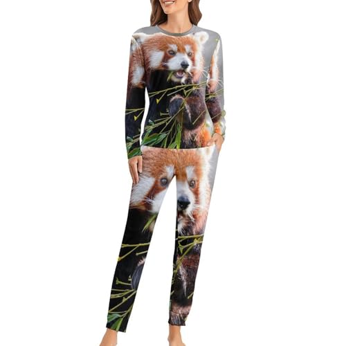 Pyjama femme Panda Rouge : fini les nuits fraîches grâce aux manches longues et pantalon