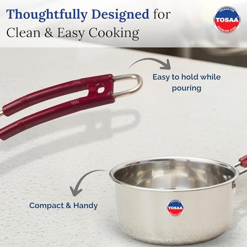 Image of TOSAA TSSP18 Stainless Steel Sauce PAN 18 CM,Premium Stainless Steel for the Modern Kitchen,Safe for Cooking All Types of Foods (1500 ml)