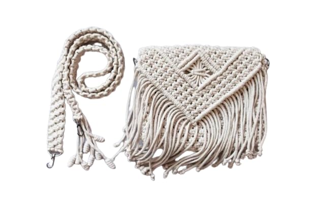 THE TOP KNOTT Womens Macrame Hand Knitted Sling/Clutch Handbag (Natural White) (B0C71DYPVD) Amazon Price History, Amazon Price Tracker