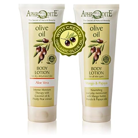 Aphrodite Body Care Bundle. 2 Piece Body Lotion for Intense Hydration and Supple Skin. Includes Body Lotion with Aloe Vera (200 ml) and Body Lotion with Mango & Papaya (200 ml) Cover