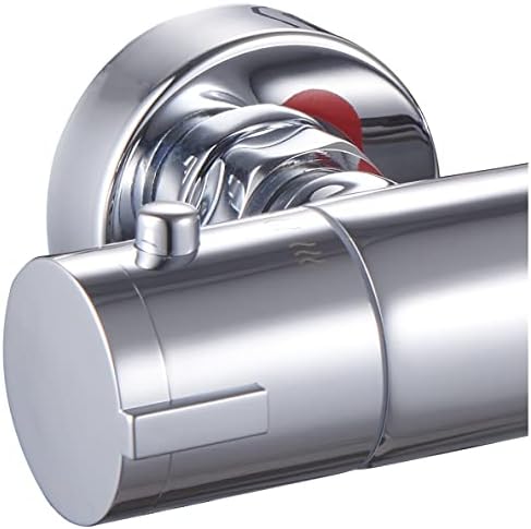 KINGBATH Round Thermostatic Exposed Shower Bar Valve Mixer Tap Faucet for Bathrooms Chromed Wall Mounted with G1/2" Bottom Outlet 38°C Safety Lock Anti Scald Solid Brass Modern Easy to Install