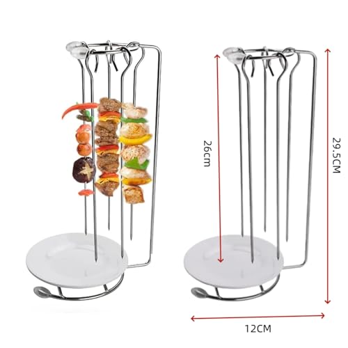 Brochettes pour brochettes de barbecue en acier réutilisables avec support de grillade