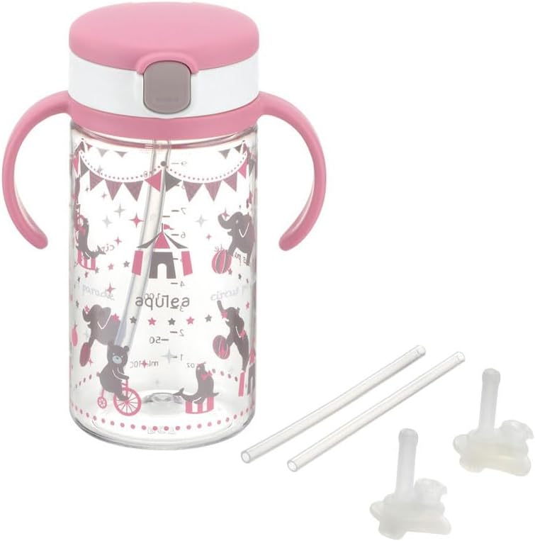 Richell Straw Mug R 320, Pink + Replacement Straws, Set of 2, Richell Baby Mug, Baby Bottle, Gift, Gift, Baby Shower, Baby Shower Preparation