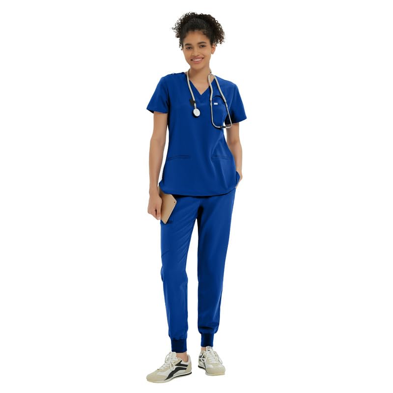 Kitmaz Uniforme Médico Para Mujeres - Camisas Elásticas Suaves con Escote en V y 3 Bolsillos