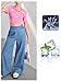 GORGLITTER Girl's Wide Leg Jeans Smocked High Waist Loose Denim Pants Light Wash 12Y