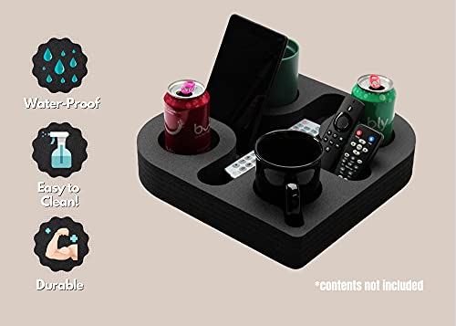 Polar Whale Couch Drink Holder Durable Black Foam Stylish Refreshment Tray for Sofa Bed Floor Car RV Lounge TV Room 5 Compartments 13.75 Inches Wide - Thumbnail 5