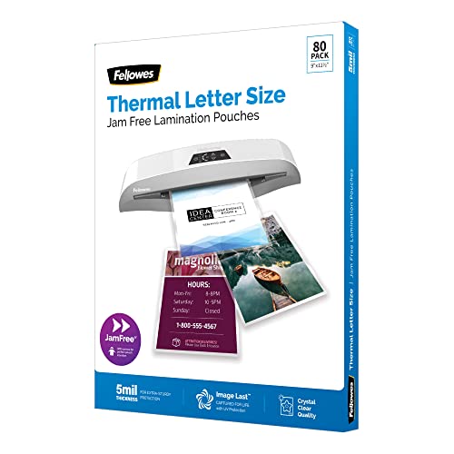 Pochettes de plastification thermique format lettre transparentes lot de 80 Fellowes