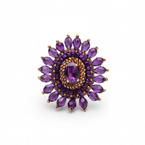 Image of SANJOYA by EVERSTYLISH Embroidered Ring for Women | Shell & Beaded Adjustable Statement Ring | Ethnic Jewelry for Weddings & Festive Occasions