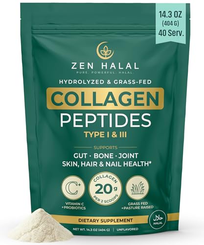 ZEN HALAL Collagen Powder with Vitamin C & Probiotic (18g