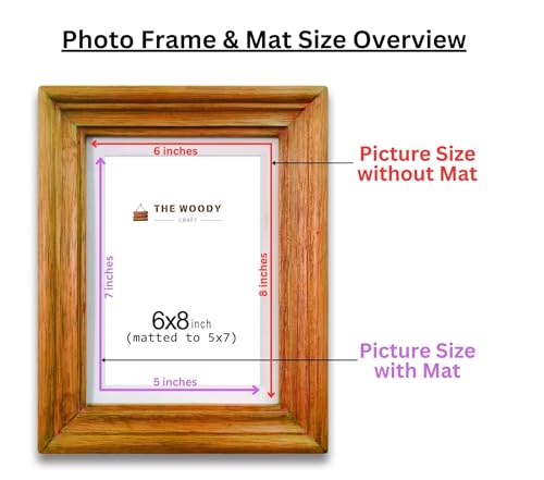 Image of 5 x 7 inch Wooden Photo Frame with Mat, Orange Photo Frame 5 x 7 inch with Mat or 6 x 8 inch without Mat for Wall Decoration, Gallery Walls, Best Wooden Photo Frames for Posters and Photos