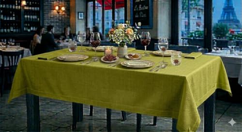 Générique Nappe Rectangulaire Imperméable 140x240 cm – Tissu Anti-Tache – 100% Polyester – 8 Convives – Disponible en Plusieurs Couleurs (ANIS)