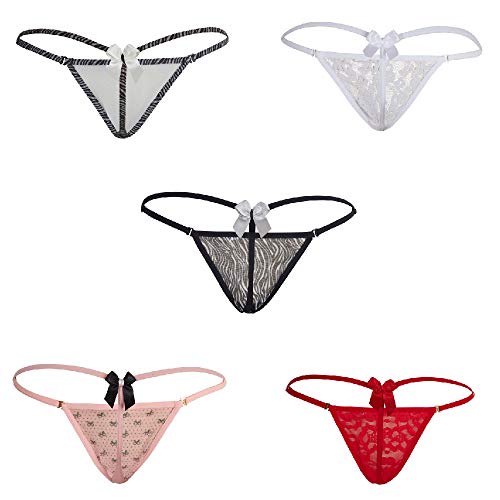 Besame G-String Thong Women Panties Underwear 5 Pack (Muticolor - One Size) #TOP2