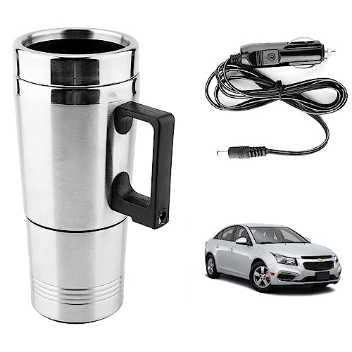 Image of Oshotto 12V Stainless Steel Car Heating Kettle /Mug, Travel Friendly electric Tea /Coffee maker Compatible with Chevrolet Cruze (300ml) - Silver