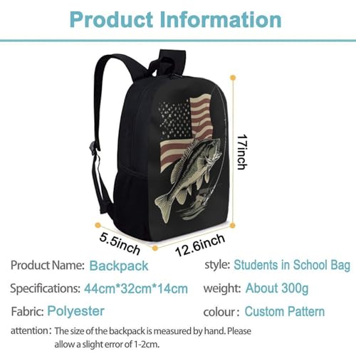 Business Work Bag for Men Women, Backpack Easy to Storage, Large Capacity Bass Fishing Camo Camouflage American Flag Hunting Black Backpacks for Outdoor3