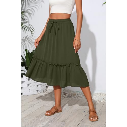 Image of Witsmile High Waist Tiered Skirts for Women Flowy Skirts for Women Long Length with Pockets 2026 Fashion Trendy